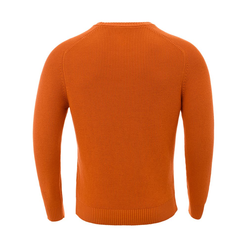 Schicker orangefarbener Pullover aus italienischer Baumwolle