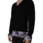 Dolce & Gabbana Black Camouflage V-neck Pullover Sweater