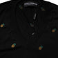 Dolce & Gabbana Black Pineapple Crew Neck Pullover Sweater
