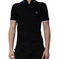 Dolce & Gabbana Black Cotton Crown Collared Polo T-shirt