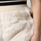 White Faux Fur High Waisted Hot Pants Short