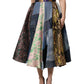 Dolce & Gabbana Multicolor Patchwork High Waisted Midi Skirt