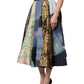 Dolce & Gabbana Multicolor Patchwork High Waisted Midi Skirt