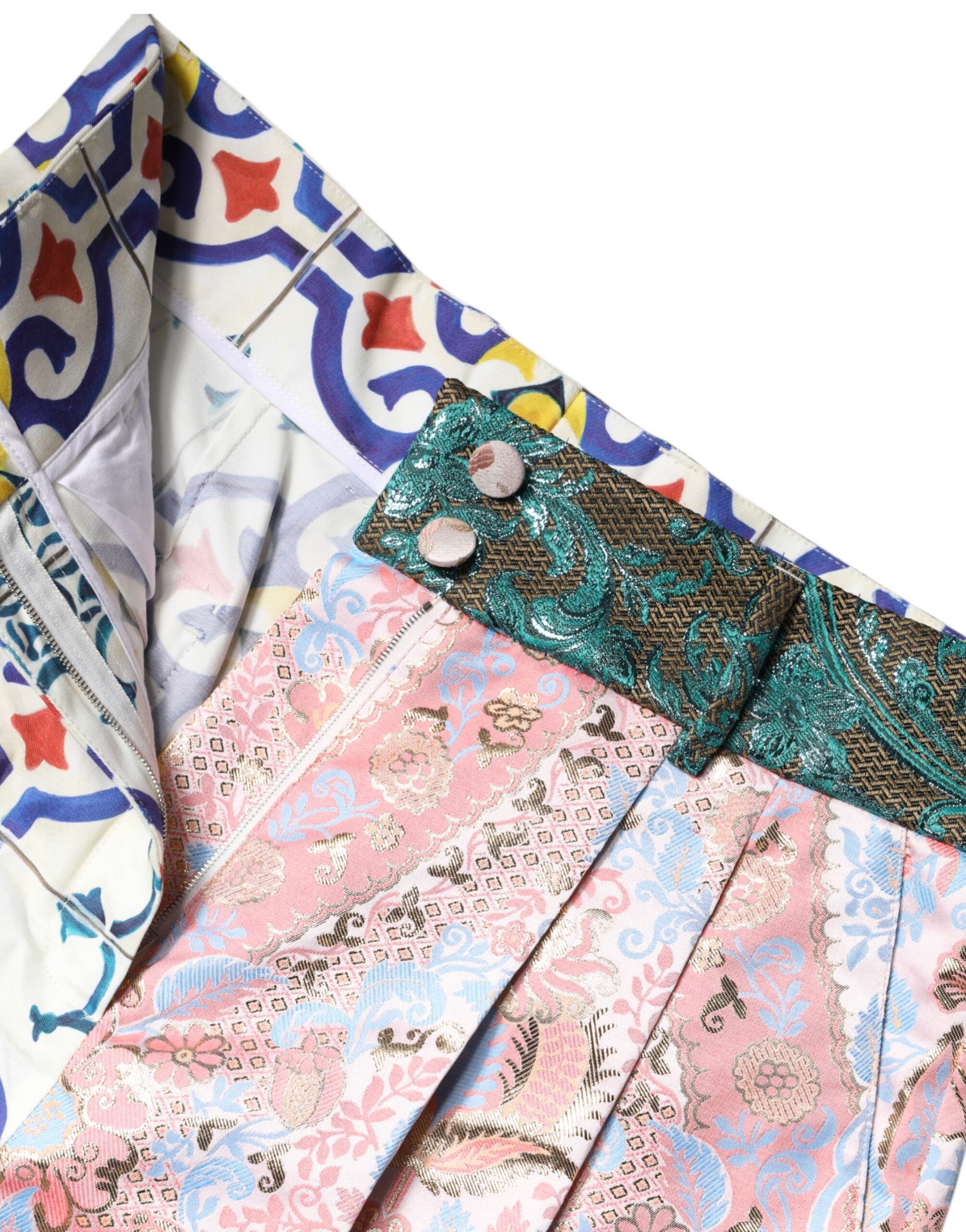 Dolce & Gabbana Multicolor Cotton Patchwork Hot Pants Shorts