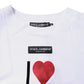 Dolce & Gabbana White Printed Round Neck Top Cotton T-shirt