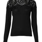 Dolce & Gabbana Black Floral Lace Long Sleeves Blouse Top