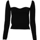 Black Square Neckline Long Sleeves Sweater