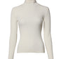 Cream Long Sleeves Turtleneck Slim Sweater