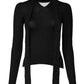 Dolce & Gabbana Black Cashmere Ascot Collar Long Sleeve Top