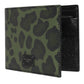 Black Green Leather DG Plaque Bifold Card Holder Wallet