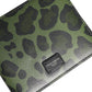 Black Green Leather DG Plaque Bifold Card Holder Wallet
