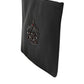 Black Calfskin Crown Embellished Clutch Pouch Bag