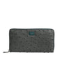 Green Ostrich Logo Plaque Zip Around Continental Wallet