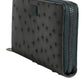 Green Ostrich Logo Plaque Zip Around Continental Wallet