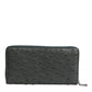 Green Ostrich Logo Plaque Zip Around Continental Wallet
