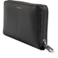 Black Blue Exotic Leather Embossed Continental Wallet