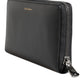 Black Blue Exotic Leather Embossed Continental Wallet