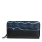 Black Blue Exotic Leather Embossed Continental Wallet