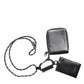 Black Leather Lanyard Zip Around Card Holder Wallet