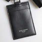 Black Leather Lanyard Zip Around Card Holder Wallet