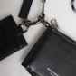 Black Leather Lanyard Zip Around Card Holder Wallet