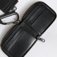 Black Leather Lanyard Zip Around Card Holder Wallet