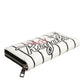 White Leather DG Crown Royals Continental Zip Around Wallet