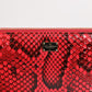 Dolce & Gabbana Red Exotic Leather Zip Around Continental Clutch Wallet