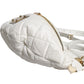 White Quilted Logo Plaque Belt Waist Fanny Pack Bag