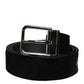 Black Cotton Silver Tone Metal Buckle Belt