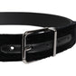 Black Cotton Silver Tone Metal Buckle Belt