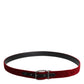 Red Velvet Black Metal Buckle Logo Belt
