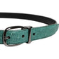 Dolce & Gabbana Green Leather Silver Tone Metal Buckle Belt