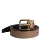 Dolce & Gabbana Brown Leather Classic Metal Logo Buckle Belt