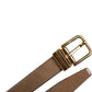 Dolce & Gabbana Brown Leather Classic Metal Logo Buckle Belt