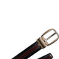 Dolce & Gabbana Black Burgundy Calfskin Metal Logo Buckle Belt