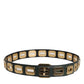 Dolce & Gabbana Green Leather Gold Tone Rotating Buckle Belt