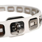 Dolce & Gabbana White Leather Gold Tone Rotating Buckle Belt