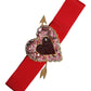 Dolce & Gabbana Red Stretch Wide Waist Heart Embellished Belt