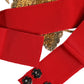Dolce & Gabbana Red Stretch Wide Waist Heart Embellished Belt
