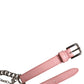 Dolce & Gabbana Pink Embelished Roses Textured Leather Belt