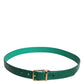 Dolce & Gabbana Green Leather Logo Metal Waist Buckle Belt