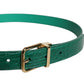 Dolce & Gabbana Green Leather Logo Metal Waist Buckle Belt