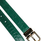 Dolce & Gabbana Green Leather Logo Metal Waist Buckle Belt