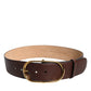 Dolce & Gabbana Brown Leather Waist Gold Metal Buckle Belt
