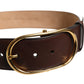 Dolce & Gabbana Brown Leather Waist Gold Metal Buckle Belt