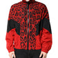 Red Leopard Nylon Bomber Full Zip Jacket