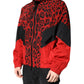 Red Leopard Nylon Bomber Full Zip Jacket