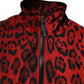 Red Leopard Nylon Bomber Full Zip Jacket