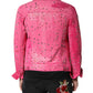 Pink Crystal Embellished Cotton Denim Jacket